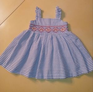 Bonnie Baby Seersucker dress w/ Smocked detail Size 6-9M